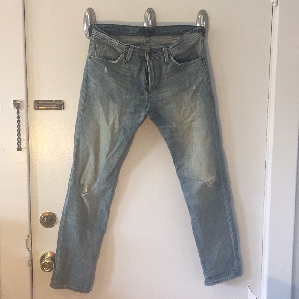 Distressed bootcut jeans